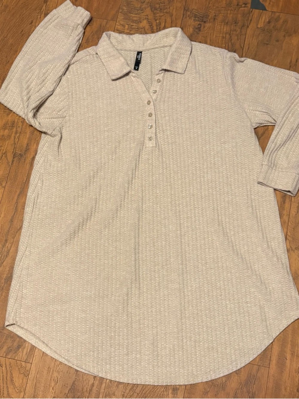 Torrid beige sleep dress pull over nightgown 3/4 button up collar ribbed plus 2x